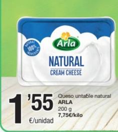 Oferta de Arla - Queso Untable Natural por 1,55€ en SPAR Fragadis