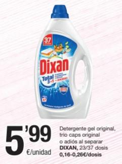 Oferta de Dixan - Detergente Gel Original, Trio Caps Original O Adios Al Separar por 5,99€ en SPAR Fragadis