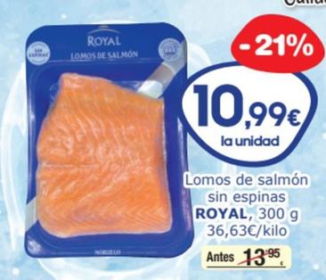 Oferta de Royal - Lomos De Salmón Sin Espinas por 10,99€ en SPAR Fragadis