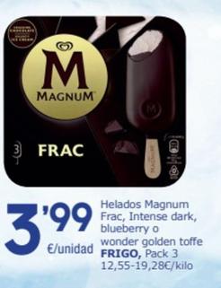 Oferta de Algida - Helados Magnum Frac, Intense Dark, Blueberry O Wonder Golden Toffe por 3,99€ en SPAR Fragadis