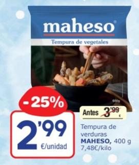 Oferta de Maheso - Tempura De Verduras por 2,99€ en SPAR Fragadis
