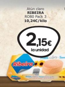 Oferta de Ribeira - Atún Claro Ro80 Pack 3 por 2,15€ en SPAR Fragadis