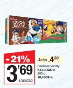 Oferta de Kellogg's - Cereales Variety por 3,69€ en SPAR Fragadis