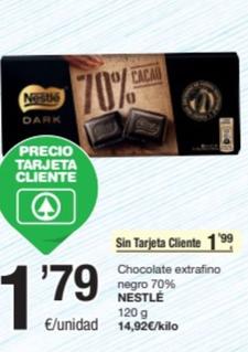Oferta de Nestlé - Chocolate Extrafino Negro 70% por 1,79€ en SPAR Fragadis