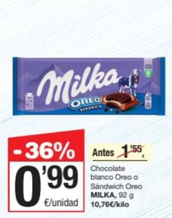 Oferta de Milka - Chocolate Blanca Oreo O Sandwich Oreo por 0,99€ en SPAR Fragadis