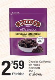 Oferta de Borges - Ciruelas California Sin Hueso por 2,59€ en SPAR Fragadis