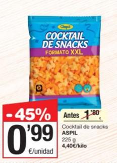 Oferta de Aspil - Cocktail De Snacks por 0,99€ en SPAR Fragadis