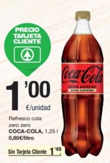 Oferta de Coca-cola - Refresco Cola Zero Zero por 1€ en SPAR Fragadis