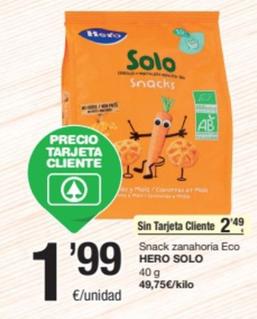 Oferta de Hero - Snack Zanahoria Eco por 2,49€ en SPAR Fragadis
