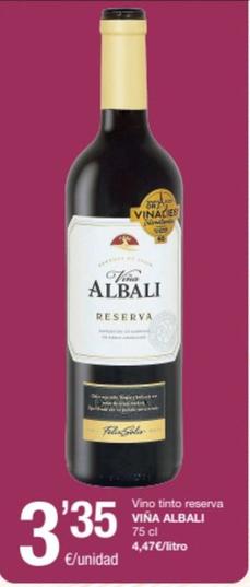 Oferta de Viña Albali - Vino Tinto Reserva por 3,35€ en SPAR Fragadis