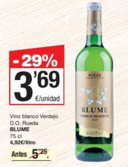 Oferta de Blume - Vino Blanco Verdejo D.O. Rueda por 3,69€ en SPAR Fragadis