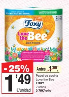 Oferta de Foxy - Papel D e Cocina Love The Bee por 1,49€ en SPAR Fragadis