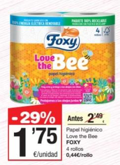 Oferta de Foxy - Papel Higienico Love The Bee por 1,75€ en SPAR Fragadis