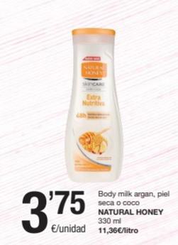 Oferta de Natural Honey - Body Milk Argan, Piel Seca O Coco por 3,75€ en SPAR Fragadis