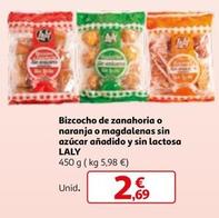 Oferta de  Laly - Bizcocho De Zanahoria O Naranja O Magdalenas Sin Azúcar Añadido Y Sin Lactosa por 2,69€ en Alcampo