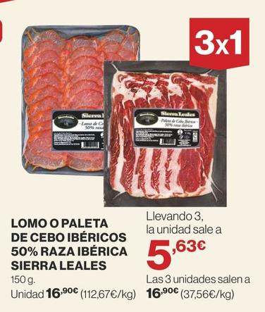 Oferta de Sierra Leales - Lomo O Paleta De Cebo Ibéricos 50% Raza Iberica por 16,9€ en Supercor Exprés