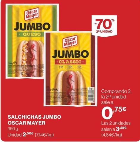 Oferta de Oscar Mayer - Salchichas Jumbo por 2,5€ en Supercor Exprés