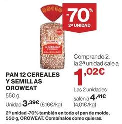 Oferta de Oroweat - Pan 12 Cereales Y Semillas por 3,39€ en Supercor Exprés