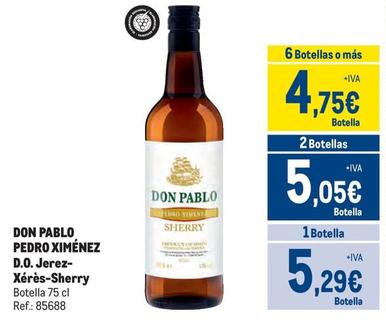 Oferta de Don Pablo - Pedro Ximénez D.O. Jerez- Xérès-Sherry por 5,29€ en Makro
