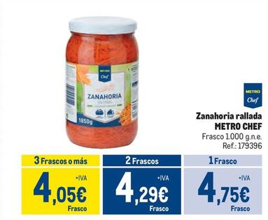 Oferta de Metro Chef - Zanahoria Rallada  por 4,75€ en Makro