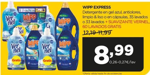 Oferta de Wipp Express - Detergente En Gel Azul, Antiolores, Limpio & Liso O En Cápsulas, 35 Lavados O 33 Lavados por 8,99€ en Alimerka