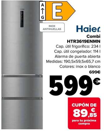 Oferta de Haier - Combi Htr3619Enmn por 599€ en Carrefour