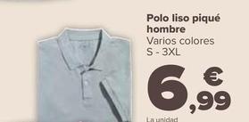 Oferta de Polo Liso Piqué Hombre por 6,99€ en Carrefour