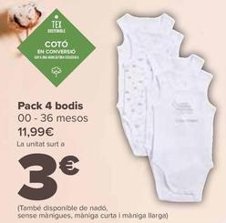 Oferta de Pack 4 Bodies por 3€ en Carrefour