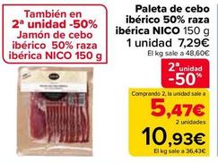 Oferta de Nico - Paleta De Cebo Ibérico 50% Raza Ibérica  por 7,29€ en Carrefour