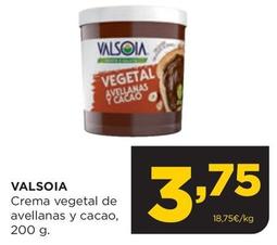 Oferta de Valsoia - Crema Vegetal De Avellanas Y Cacao por 3,75€ en Alimerka