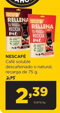 Oferta de Nescafé - Café Soluble Descafeinado O Natural por 2,39€ en Alimerka