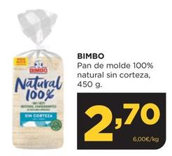 Oferta de Bimbo - Pan De Molde 100% Natural Sin Corteza por 2,7€ en Alimerka