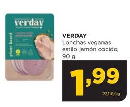 Oferta de Verday - Lonchas Veganas Estilo Jamón Cocido por 1,99€ en Alimerka