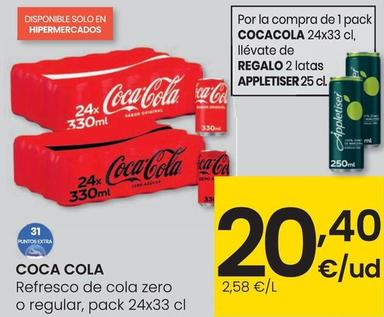 Oferta de Coca-Cola - Refresco De Cola Zero O Regular por 20,4€ en Eroski