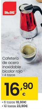 Oferta de Ibili - Cafetera De Acero Inoxidable Bicolor Rojo por 16,9€ en Eroski