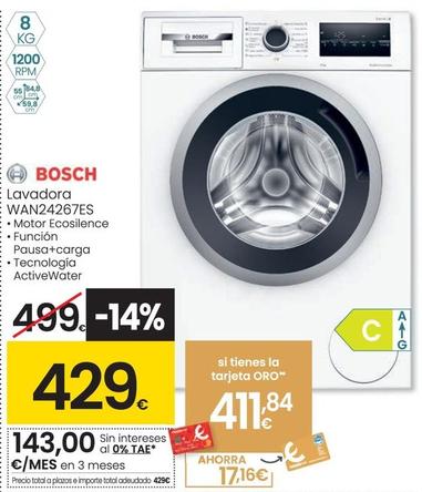 Oferta de Bosch - Lavadora WAN24267ES por 429€ en Eroski
