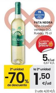 Oferta de Pata Negra - Vino Blanco Verdejo D.O Rueda por 5€ en Eroski