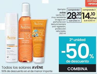 Oferta de Avène - Leche 50+ Muy Resistente Al Agua Sin Perfume Con Textura Barrera Anti-agresion por 28,2€ en Eroski