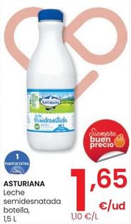 Oferta de Asturiana - Leche Semidesnatada Botella por 1,65€ en Eroski