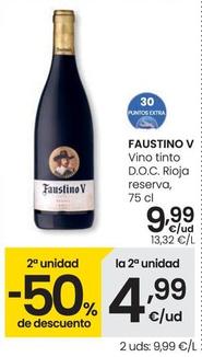 Oferta de Faustino V - Vino Tinto D.o.c. Rioja Reserva por 9,99€ en Eroski