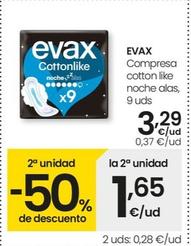 Oferta de Evax - Compresa Cotton Like Noche Alas por 3,29€ en Eroski