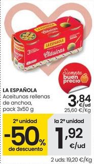 Oferta de La Española - Aceitunas Rellenas De Anchoa por 3,84€ en Eroski