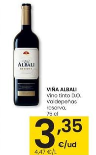 Oferta de Viña Albali - Vino Tinto D.O. Valdepenas Reserva por 3,35€ en Eroski