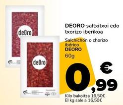 Oferta de Deoro - Salchichón O Chorizo Ibérico por 0,99€ en Supeco