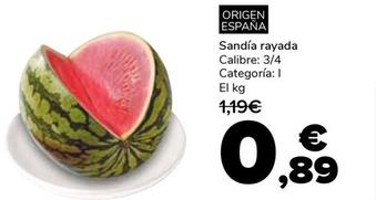 Oferta de Sandía Rayada por 0,89€ en Supeco