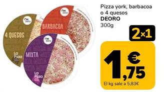 Oferta de Deoro - Pizza York, Barbacoa O 4 Quesos por 1,75€ en Supeco