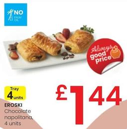 Oferta de Eroski - Chocolate Napolitana 4 Units por 1,44€ en Eroski