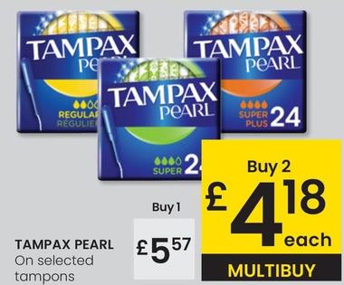 Oferta de Tampax Pearl - On Selected Tampons por 5,57€ en Eroski