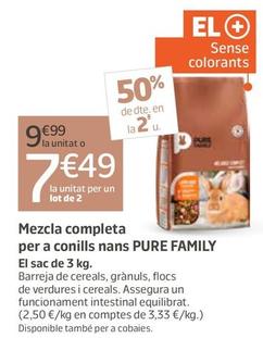 Oferta de Pure Family - Mezcla Completa Per A Conills Nans por 9,99€ en Jardiland