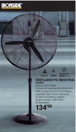 Oferta de Ironside - Ventilador Pie Industrial por 134€ en Ferrcash
